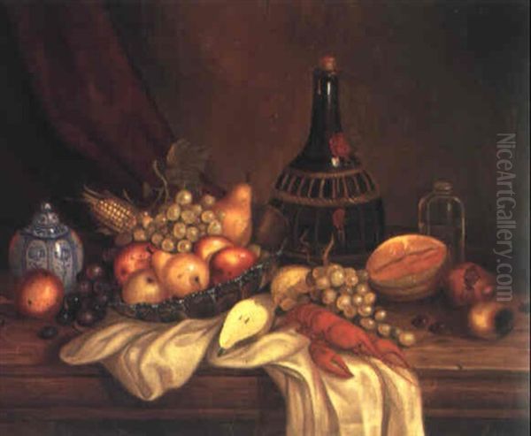 Fruktstilleben Oil Painting by August Jernberg