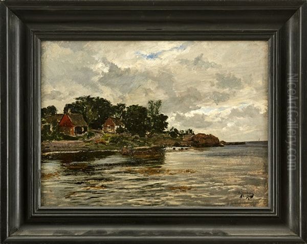 Skargardslandskap Oil Painting by Olof August Andreas Jernberg