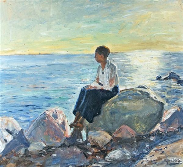 The View Of The Sea Oil Painting by Olof August Andreas Jernberg