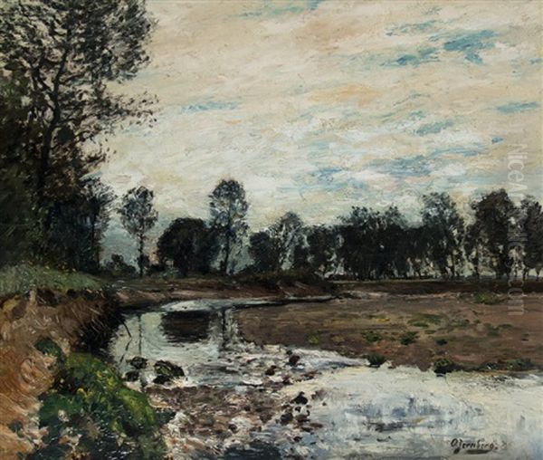 At The Stream Oil Painting by Olof August Andreas Jernberg