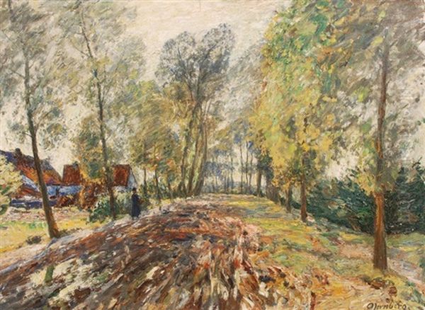 Pappelallee Oil Painting by Olof August Andreas Jernberg