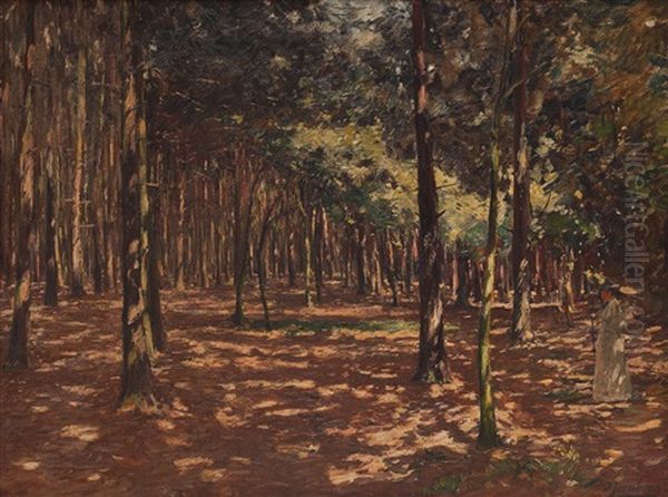 Spaziergangerin Im Wald Oil Painting by Olof August Andreas Jernberg