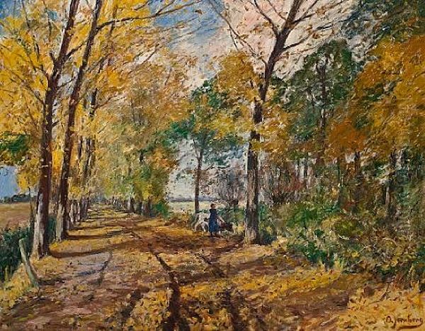 A Path Through The Woods Oil Painting by Olof August Andreas Jernberg