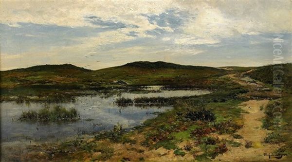 Varlandskap Oil Painting by Olof August Andreas Jernberg