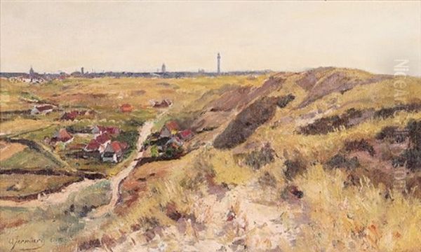 Blick Aus Den Dunen Auf Ostende Oil Painting by Olof August Andreas Jernberg