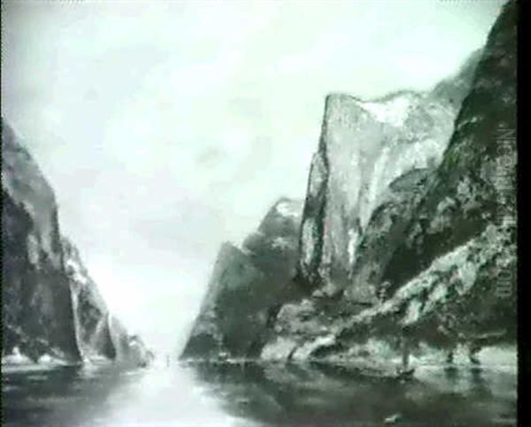 Norwegischer Fjord                                          (olof Jernberg?) Oil Painting by Olof August Andreas Jernberg