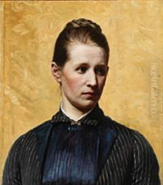 Portrait Of Anna Sophie Frederikke Smith-petersen Oil Painting by August Andreas Jerndorff