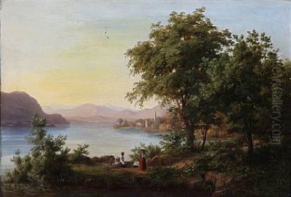 Parti Ved Lago Di Lugano Oil Painting by Just Jerndorff