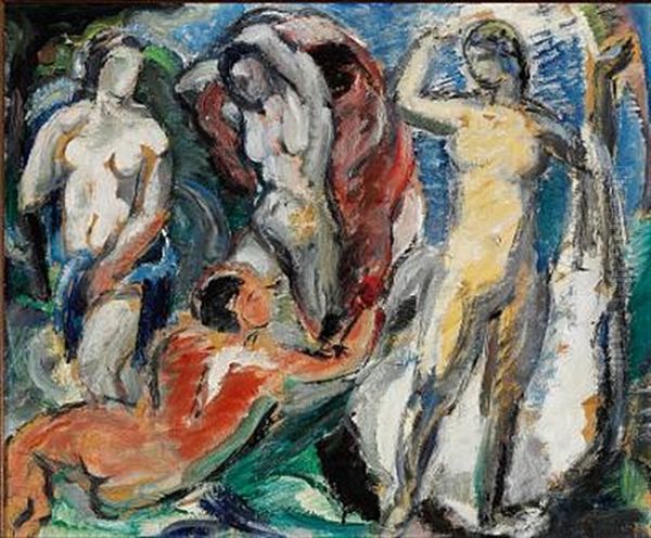 Paris Dom (the Judgement Of Paris) Oil Painting by Poul Jerndorff