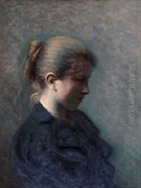 Portrait Of A Young Girl Oil Painting by Julius Jersild