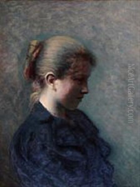 Portrait Of A Young Girl Oil Painting by Julius Jersild