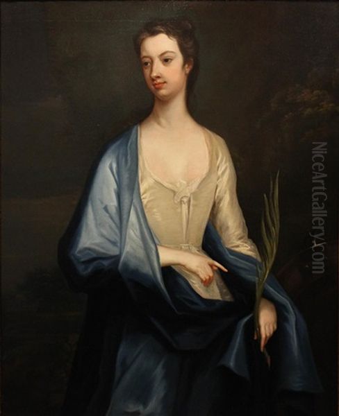 Portrait Of Katherine Hoskins, Duchess Of Devonshire As St. Katharine Oil Painting by Charles Jervas