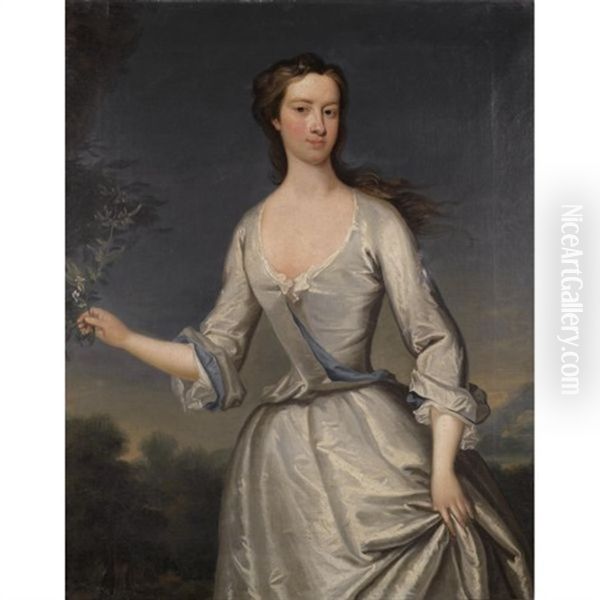 Portrait Of Henrietta, Wife Of Thomas Pelham-holles, Duke Of Newcastle-upon-tyne And 1st Duke Of Newcastle-under-lyme  And Prime Minister Oil Painting by Charles Jervas