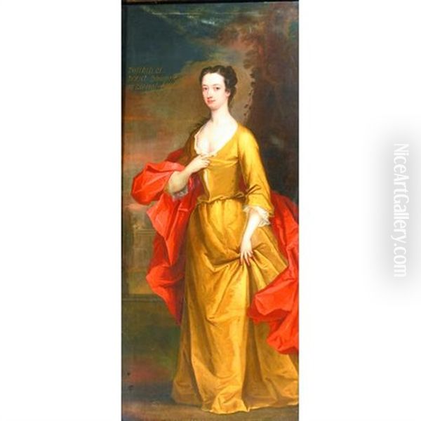 A Full Length Portrait Of The Duchess Of Dorset, Daughter To General Colyear Oil Painting by Charles Jervas