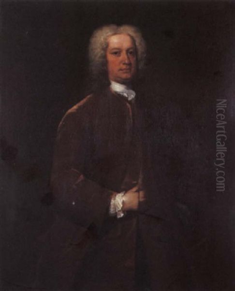 Portrait Of A Gentleman In A Brown Coat Oil Painting by Charles Jervas