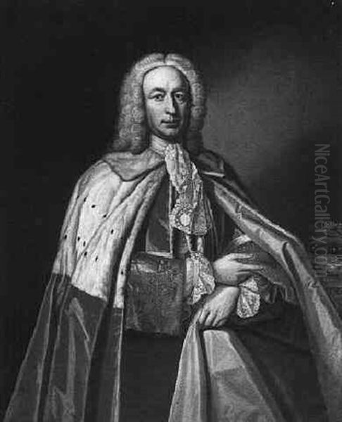 Portrait Of Grey, 5th Lord Maynard, In Peer's Robes Oil Painting by Charles Jervas