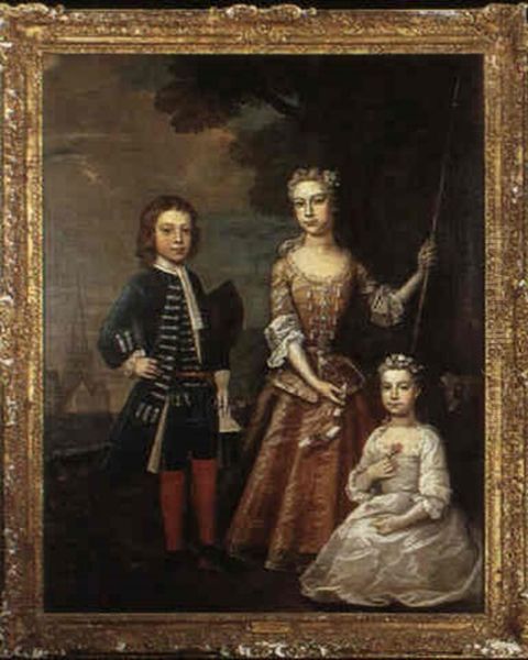 Portrait Of Humphrey Greswolde With His Sisters... Oil Painting by Charles Jervas