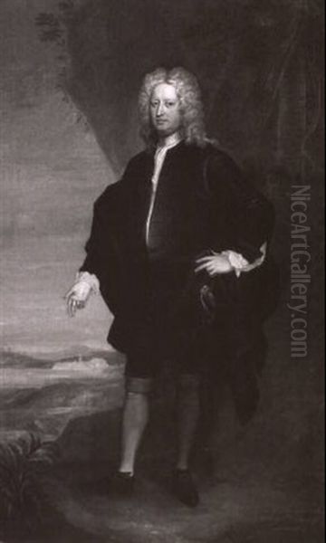 Portrait Of Governor Edward Harrison (1674-1732) Of Balls   Park, Hertford Oil Painting by Charles Jervas