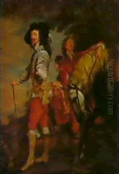 Portrait Of Charles I And His Page, Lord Hamilton Oil Painting by Charles Jervas