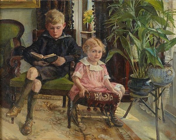 Interior With Children by Anne Marie Gilbert Jespersen