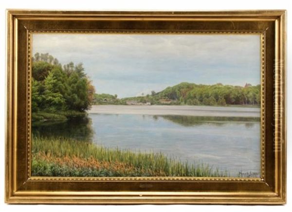 Lake In Spring Oil Painting by Henrik Gamst Jespersen