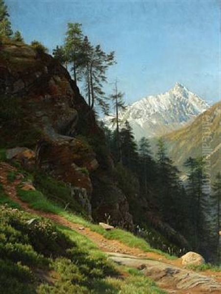 Landscape From The Alps Oil Painting by Henrik Gamst Jespersen