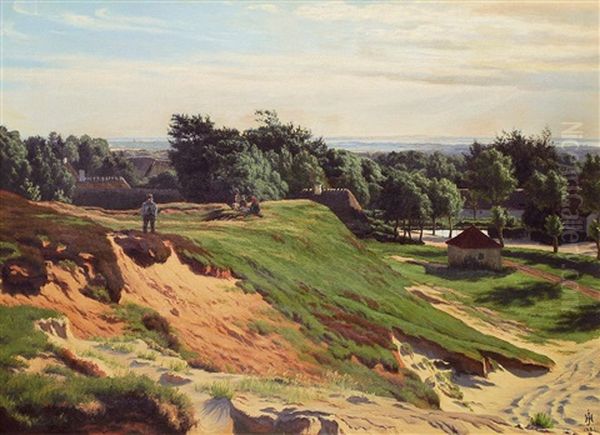 Dorflandschaft Mit Kindern Oil Painting by Henrik Gamst Jespersen