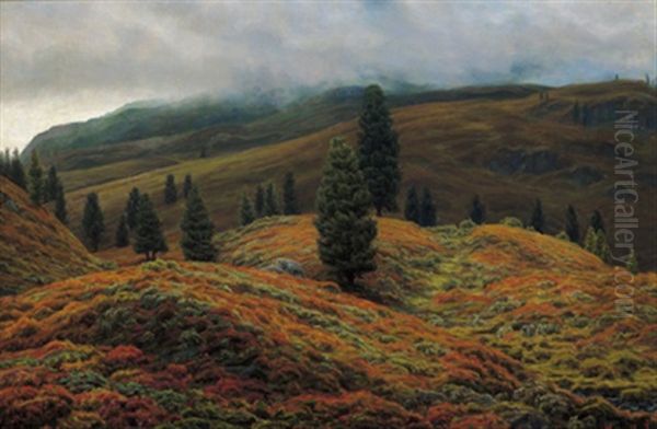 Oktober In Tirol Oil Painting by Henrik Gamst Jespersen