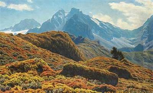 Udsigt Mod Monte Rosa Oil Painting by Henrik Gamst Jespersen