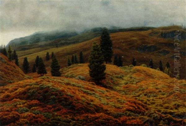 Hedelandskab I Tyrol. Oktober Oil Painting by Henrik Gamst Jespersen