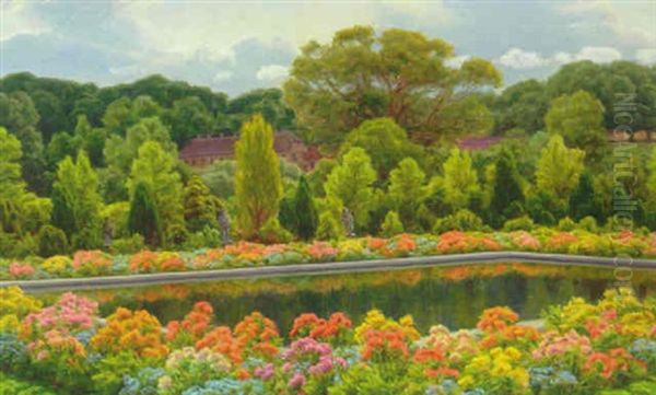 Blomstrende Have Oil Painting by Henrik Gamst Jespersen