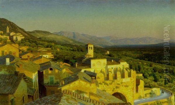 Sollys Over Assisi Oil Painting by Henrik Gamst Jespersen