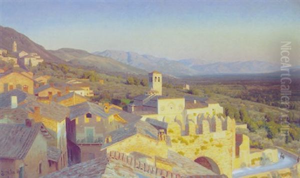 Sollys Over Assisi Oil Painting by Henrik Gamst Jespersen