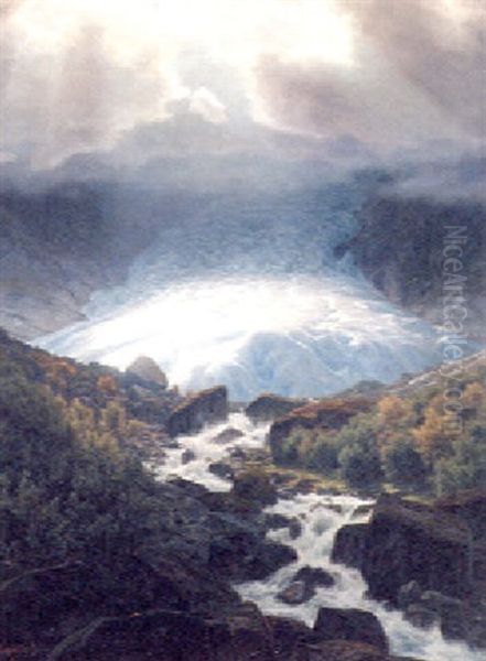 A Mountain Glacier Oil Painting by Henrik Gamst Jespersen