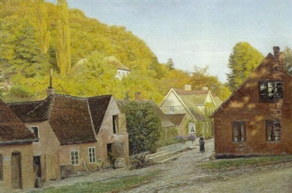 Landsbygade I Fredensborg Oil Painting by Henrik Gamst Jespersen