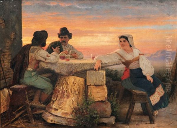 Italiener Beim Wein Oil Painting by Carl Ludwig Jessen