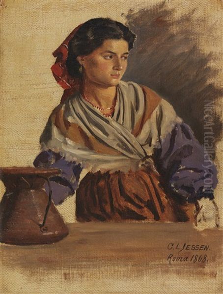 Junge Romerin Oil Painting by Carl Ludwig Jessen