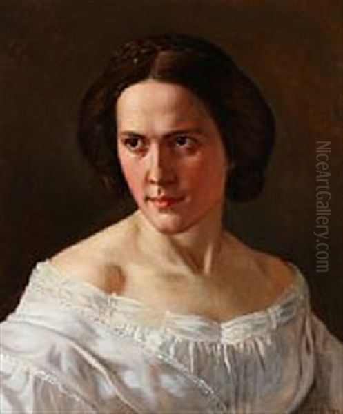 Portrait Of A Young Woman Oil Painting by Carl Ludwig Jessen