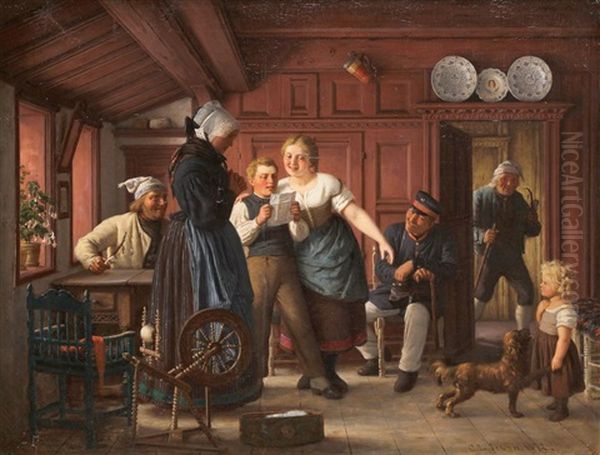 Die Gute Nachricht Oil Painting by Carl Ludwig Jessen