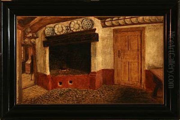 Kitchen Interior From Deetzbull In Schleswig Oil Painting by Carl Ludwig Jessen