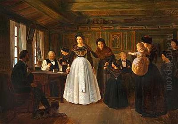 Bruden Pyntes, Interior Fra Fohr Oil Painting by Carl Ludwig Jessen