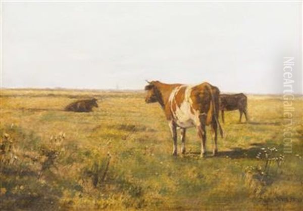 Rinder Auf Sommerwiese Oil Painting by Eugen Jettel