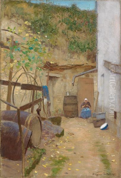 Bauernhof In Auvers [a Farmyard In Auvers] Oil Painting by Eugen Jettel