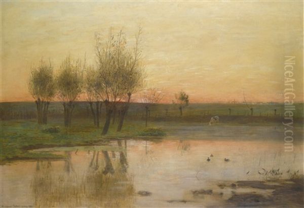 The Watermeadow Oil Painting by Eugen Jettel