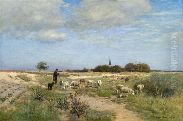 Schafherde In Der Normandie Oil Painting by Eugen Jettel