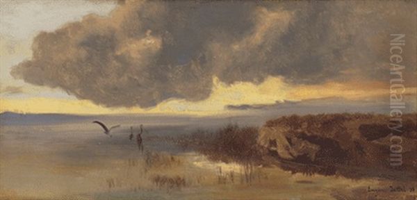 Landschaft Mit Kranichen Oil Painting by Eugen Jettel