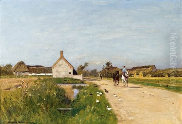 Eingang Zum Dorf Cayeux Oil Painting by Eugen Jettel