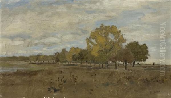 Landschaft Mit Kleinem Waldchen Oil Painting by Eugen Jettel