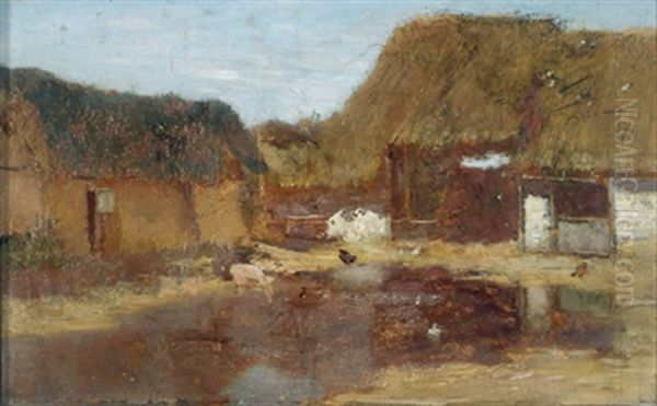 Hof Eines Bauernhofes Oil Painting by Eugen Jettel