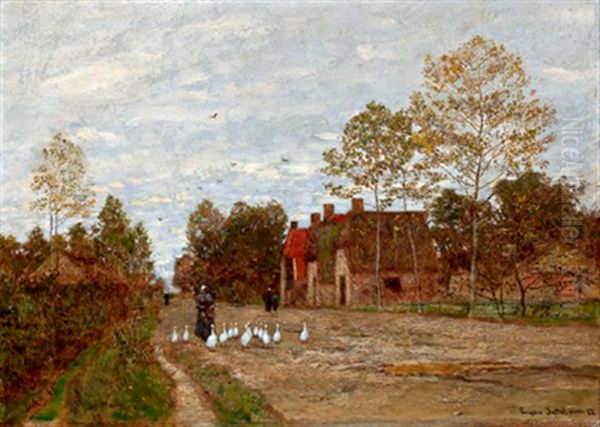 Dorfstrase In Holland Oil Painting by Eugen Jettel